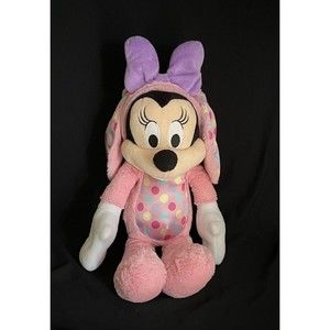 Disney 16” Minnie Mouse Pink Easter Bunny Stuffed Plush Just Play Polka Dot